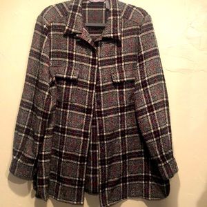 TanJay plaid wool blend shacket. Size 16
